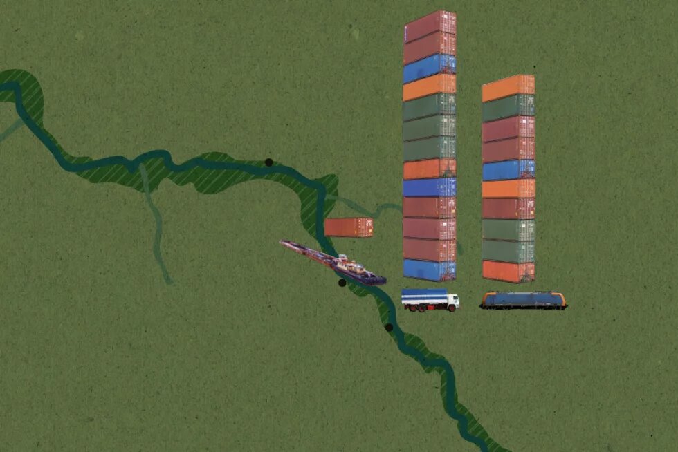 Gütertransport auf der Elbe (Collage)