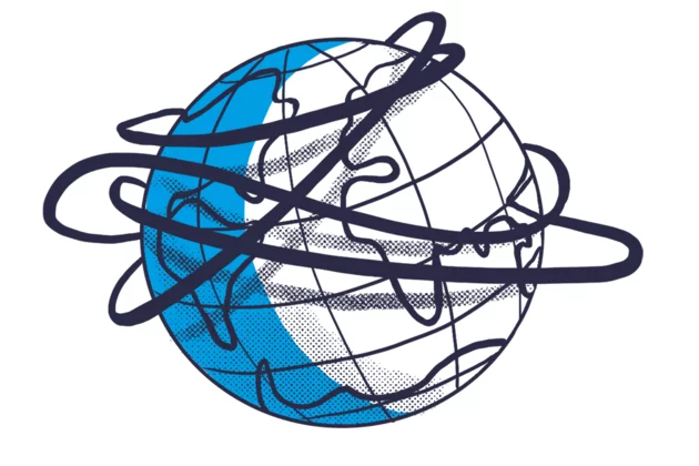 Routen um den Globus führend