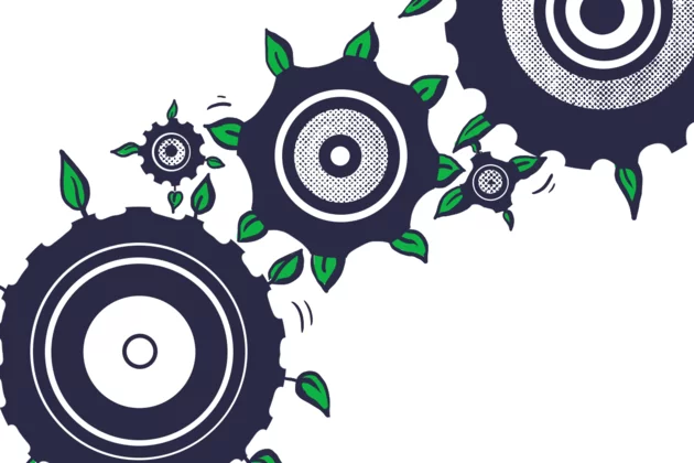 Zahnräder mit Grün