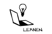 Eine Labtop und darüber eine Glühbirne