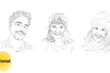 gezeichnete Porträts von Paul Gucinski, Sarah Mück und Carolin Braus (v.l.n.r.)