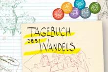 Verschiedene Blätter übereinander, worauf Skizzen zu sehen sind. In Handschrift steht "Tagebuch des Wandels"
