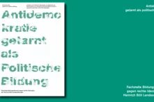 Antidemokratie getarnt als politische Bildung. Die Publikation ist vor grünem Hintergrund abgebildet.