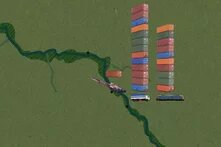 Gütertransport auf der Elbe (Collage)