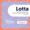 Der Titel “Lotta – antifaschistische Zeitschrift” steht vor violettem Hintergrund, auf dem sich weiße Linien Kreuzen und Verbindungspunkte bilden.