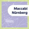 Der Titel “Maccabi Nürnberg” steht vor violettem Hintergrund, auf dem sich weiße Linien Kreuzen und Verbindungspunkte bilden.
