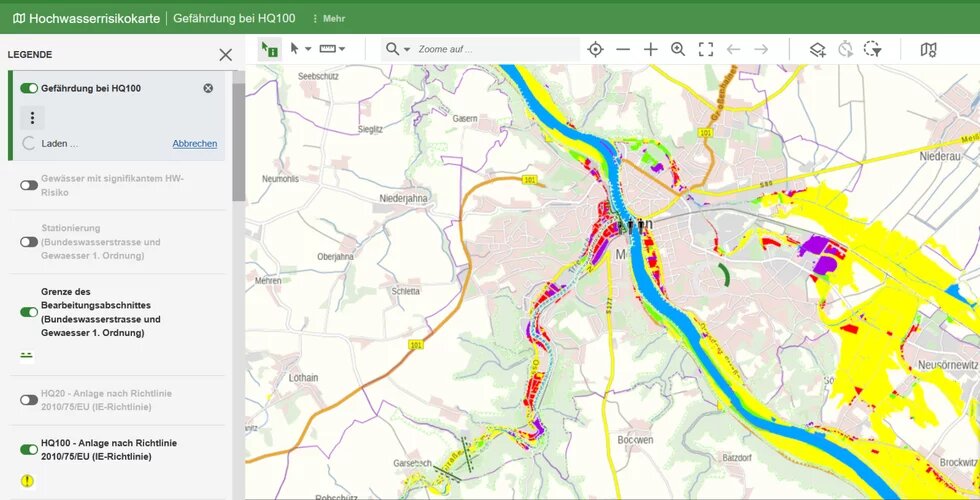 Hochwasserrisikokarte für Meißen