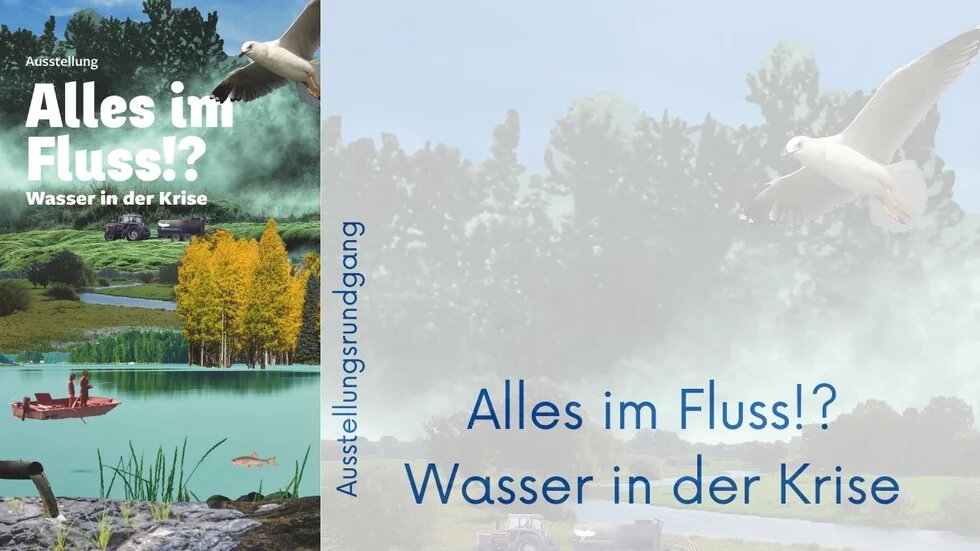 Collage aus Wasserelementen (Wolke, Fluss, See)