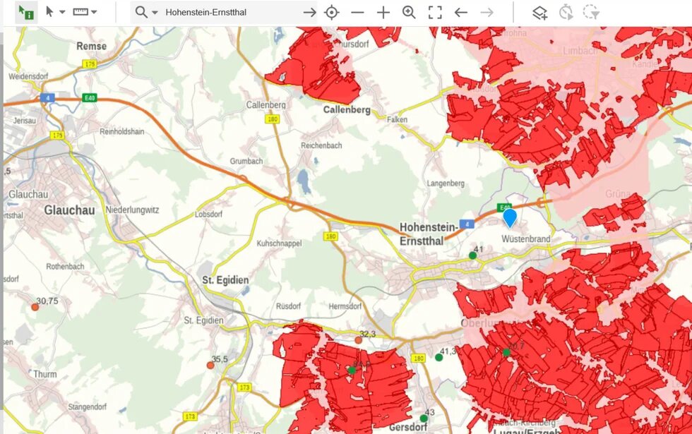 Nitratbelastung rings um Hohenstein-Ernstthal
